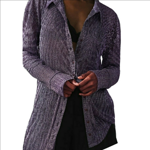 Pilcro Metallic Buttondown Shirt Silver Purple XL
